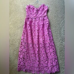 ASTR The Label Strapless Pink Lace Midi Dress L